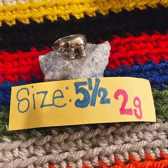 Vintage Stamped Sterling Silver Elephant Articulated Hinged Trunk Legs Ring 5½ - Picture 6 of 16